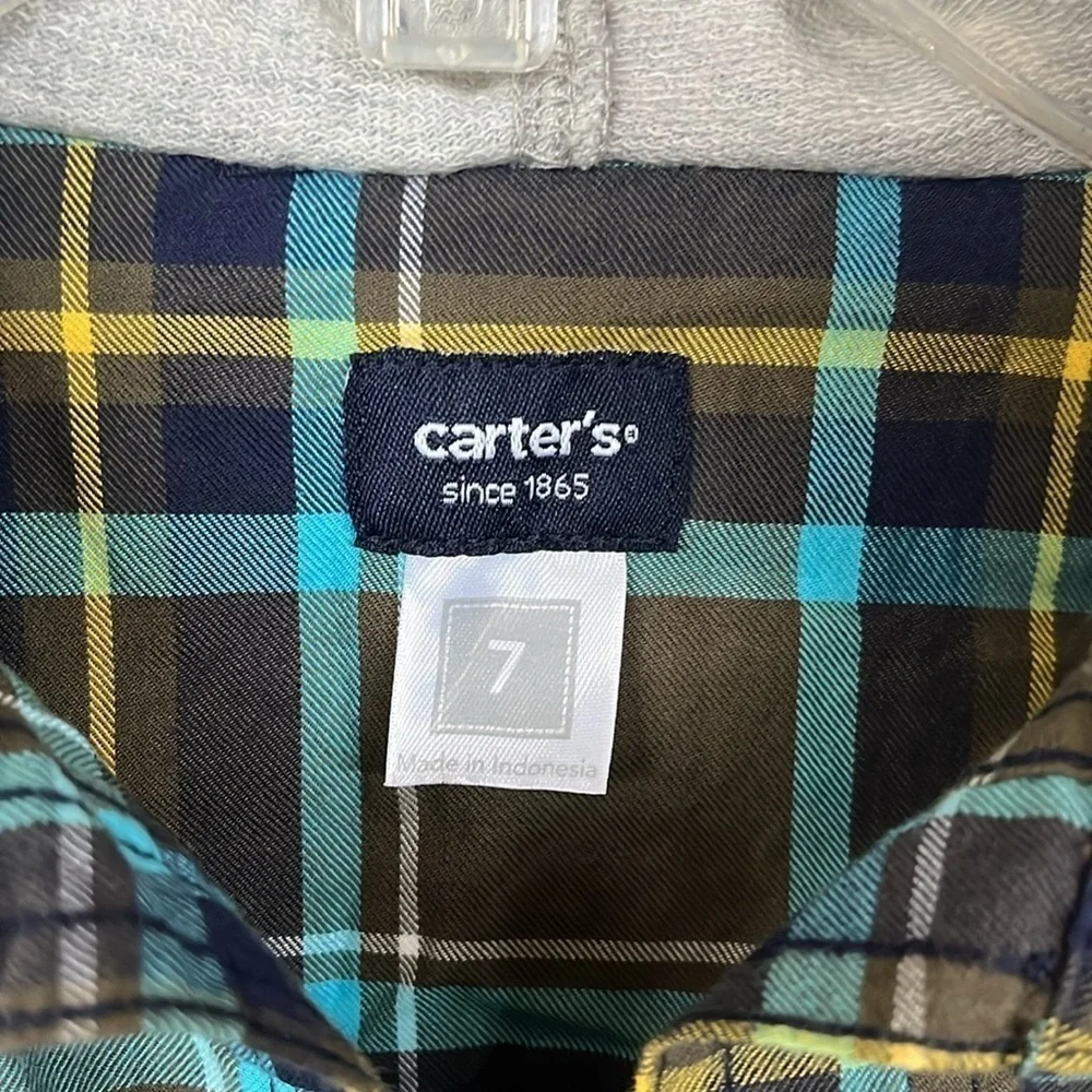 Brand New Carter’s Plaid Button Down Shirt Hooded Casual Cotton